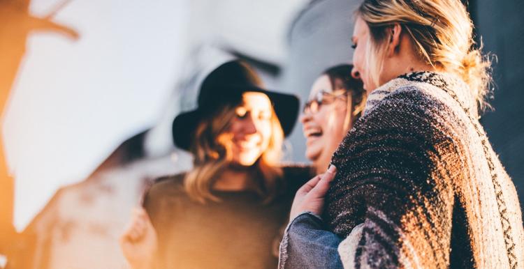 three woman talking