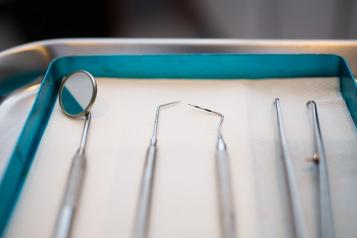 A tray with dental equipment