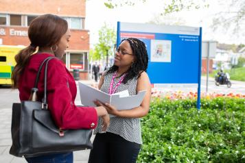 Healthcare advocate helping a service user