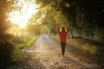 Woman walking on a path