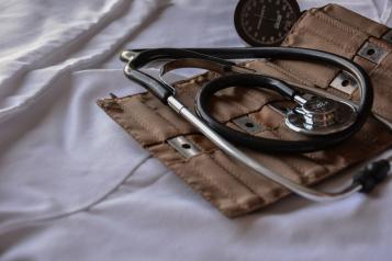 A stethoscope and blood pressure equipment