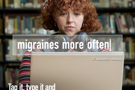 NHS online GP access - woman with migraines