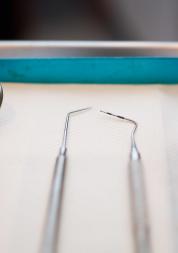 A tray with dental equipment