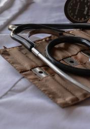 A stethoscope and blood pressure equipment